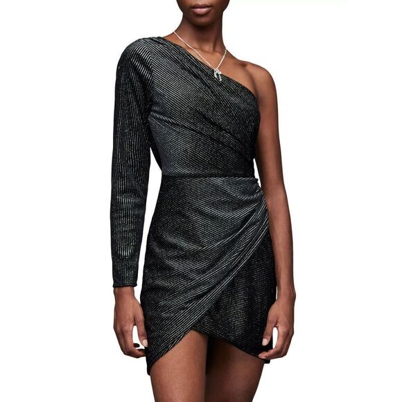 New All Saints Ezra Sparkle Asymmetrical Minidress size 12 - Picture 1 of 4